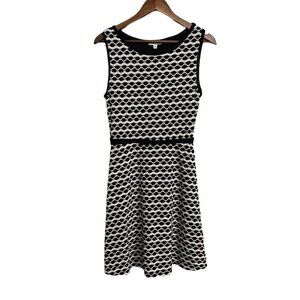 Sophie Max Womens Black White Geometric Stripe Sleeveless Stretch Dress Medium